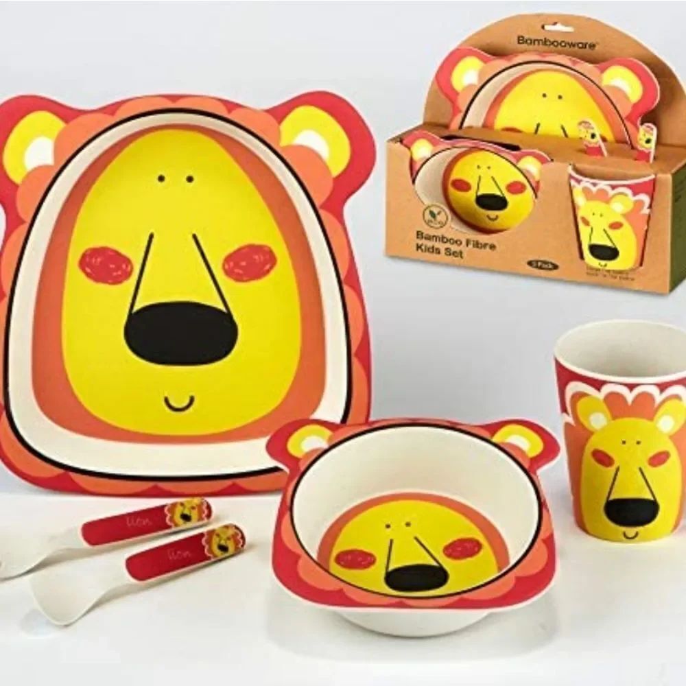 Bambooware Bamboo Fibre 5 Piece Kids Dining Set